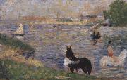 Georges Seurat Horses in the Seine oil painting
